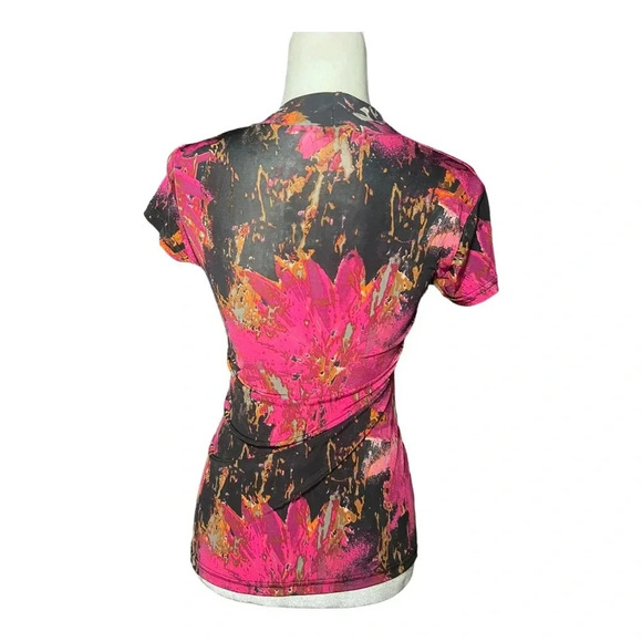 Y2K Abstract Swirl Top | Electric Pink & Orange Blast | Bold & Retro - Picture 2 of 3
